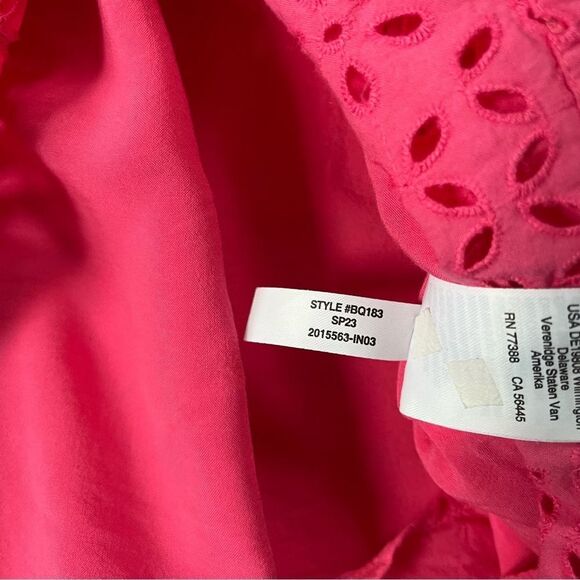 J.Crew *PINK* Smocked puff-sleeve top in eyelet 2x - Picture 6 of 13